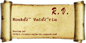 Roskó Valéria névjegykártya