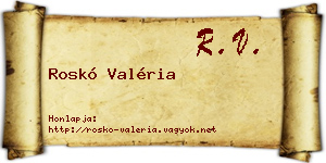 Roskó Valéria névjegykártya